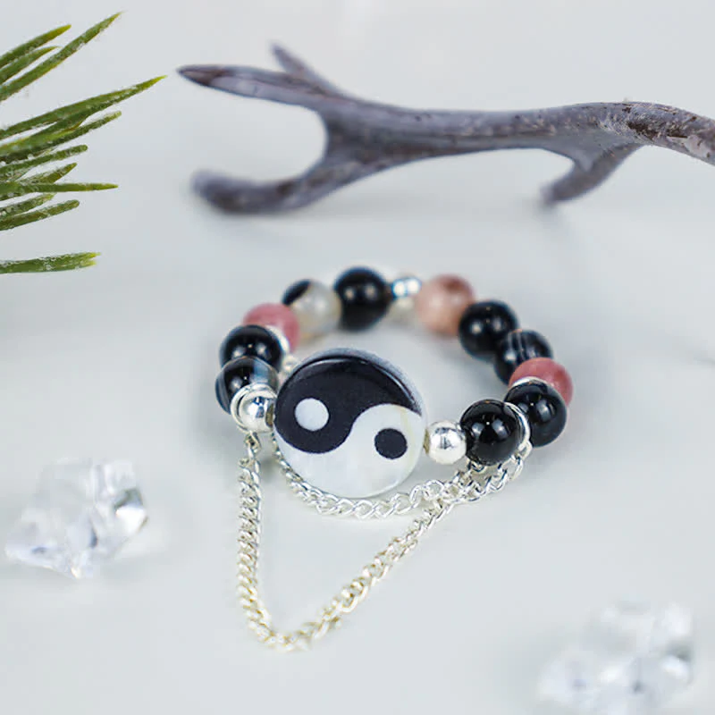 Buddha Stones Yin Yang Symbol Balance Luck Ring