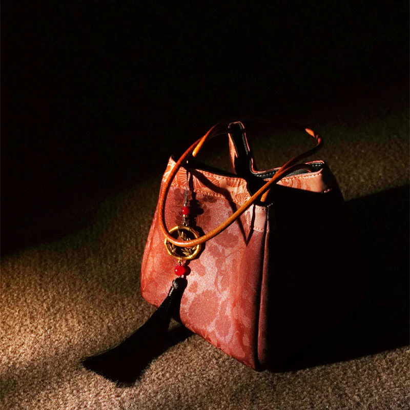 Buddha Stones Plum Flower Bamboo Branches Embroidery Tassel Xiangyunsha Silk Shoulder Bag Hangbags