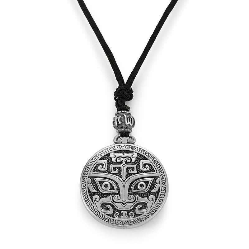 Buddha Stones Lucky FengShui Mythological Creature Taotie Wealth Necklace Pendant