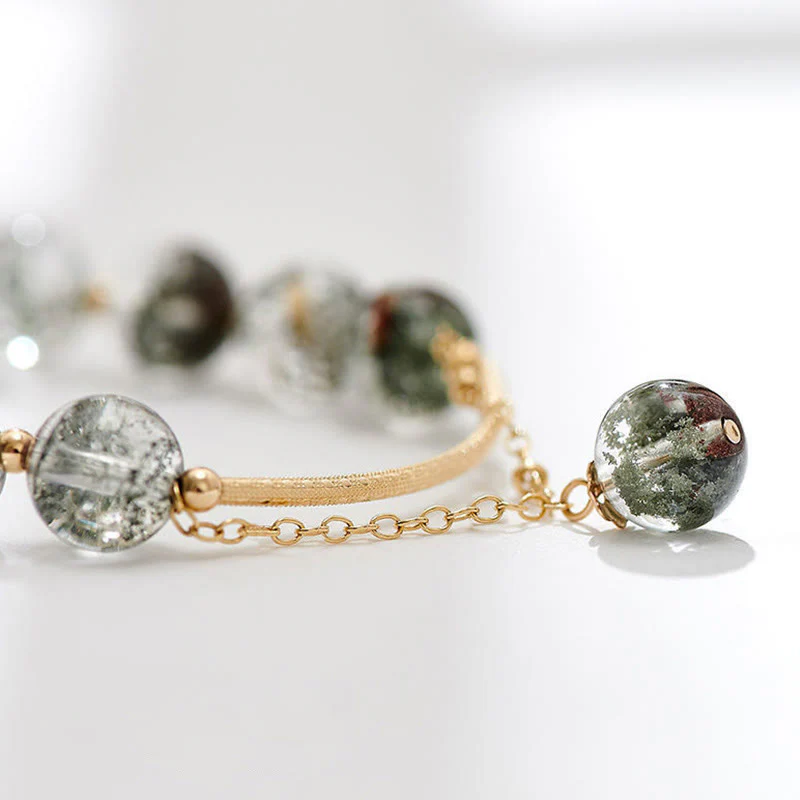 Buddha Stones Green Phantom Crystal Confidence Charm Bracelet