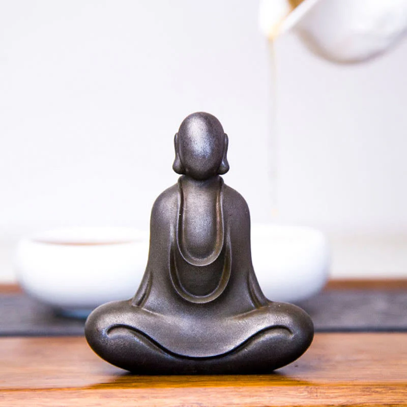 Buddha Stones Tibetan Buddha Iron Powder Rust Cast Resin Statue Desk Decoration