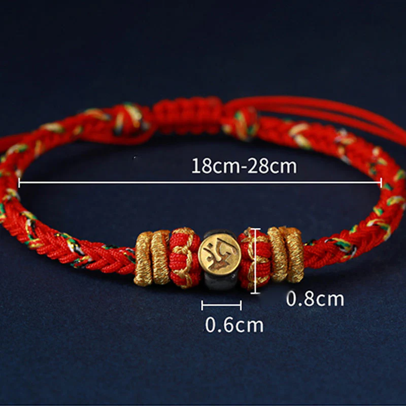Buddha Stones Chinese Zodiac Natal Buddha Silver Luck Braided String Bracelet