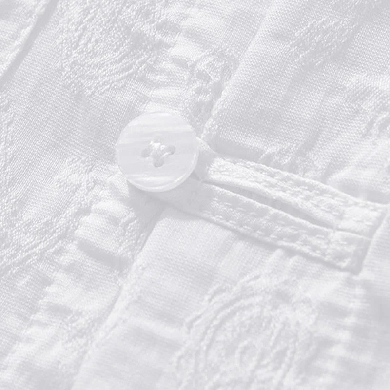 Buddha Stones Summer Short Sleeve Buttons Men's Shirt With Two Pockets