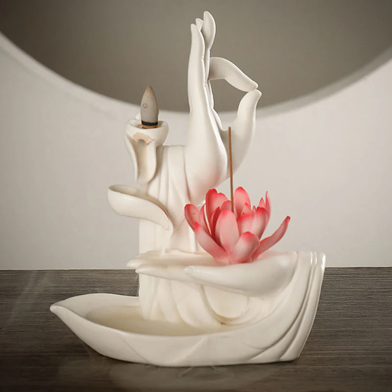Buddha StonesTibetan Lotus Blessing Incense Burner Decoration