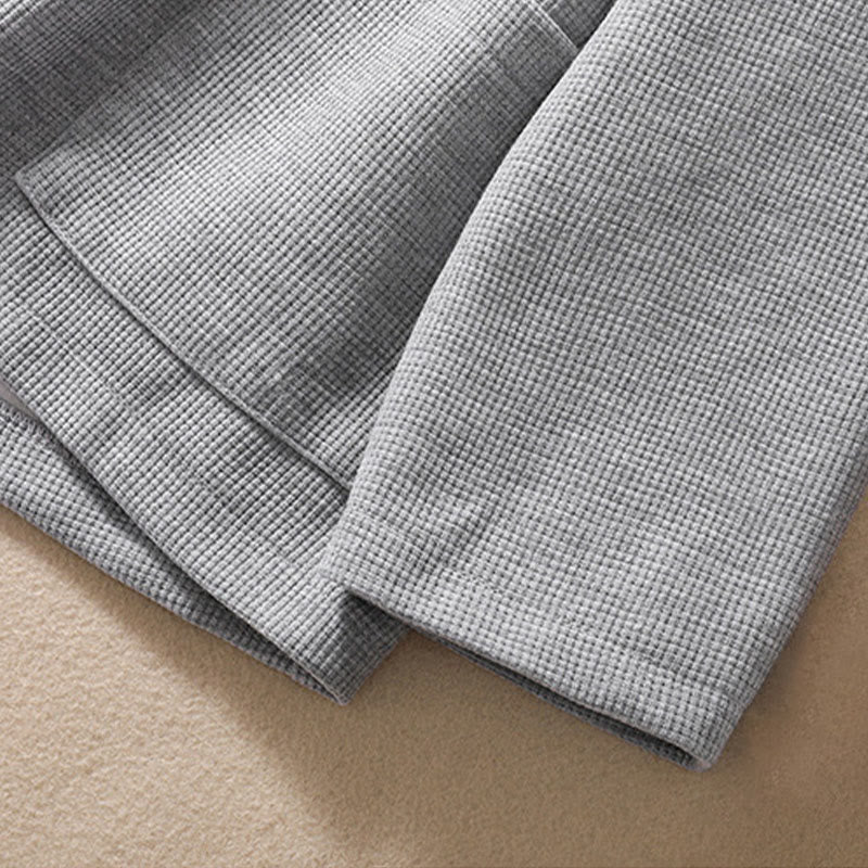 Buddha Stones Plain Lapel Women's Cotton Jacket With Pockets