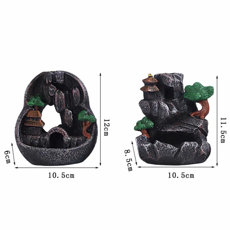 Buddha Stones Mountain Bridges Pattern Meditation Resin Backflow Incense Burner