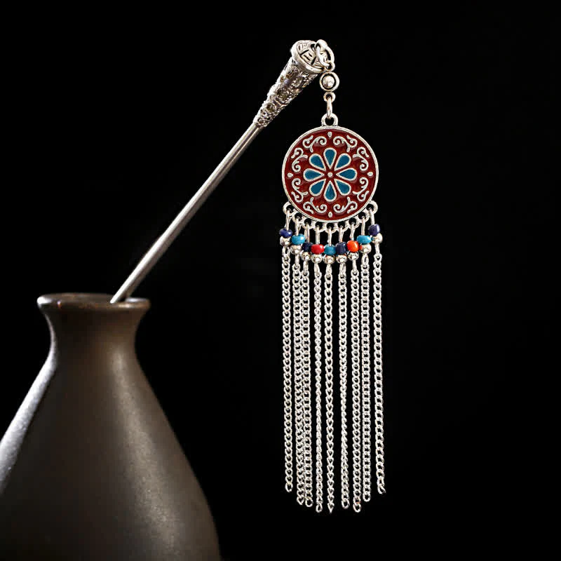 Buddha Stones Water Drop Lily of the Valley Flowers Tassels Confidence Hairpin