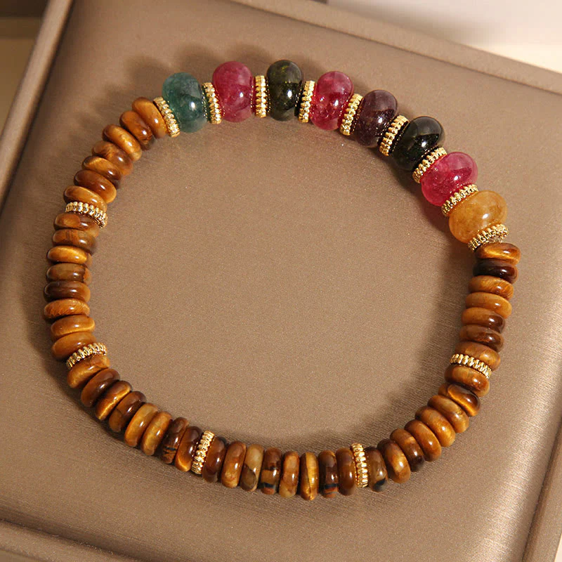 Buddha Stones Natural Tiger Eye Tourmaline Strength Bracelet