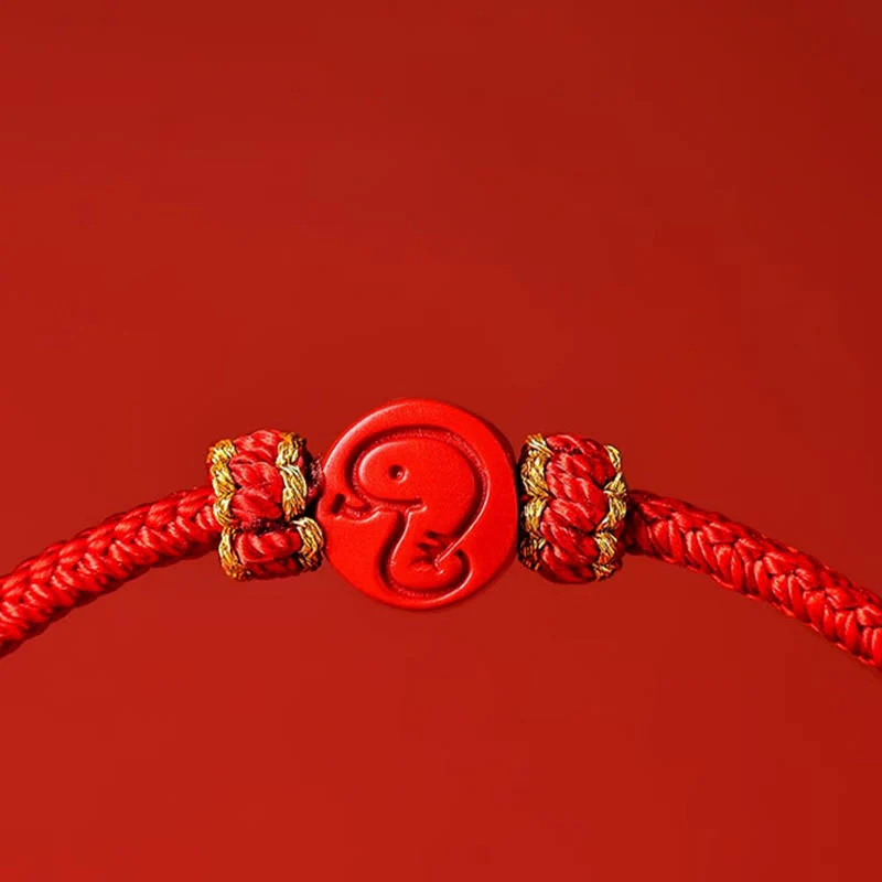 Buddha Stones Chinese Zodiac Red String Eight Thread Peace Knot Cinnabar Protection Luck Bracelet