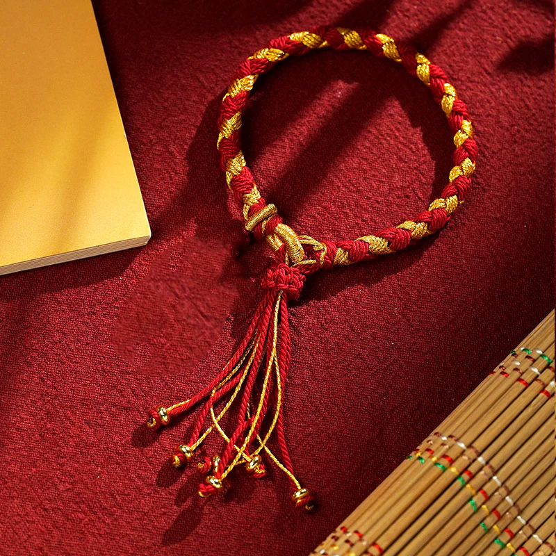 Buddha Stones Handmade Tibetan Five God Of Wealth Dragon Scale Rope Luck Braid Bracelet