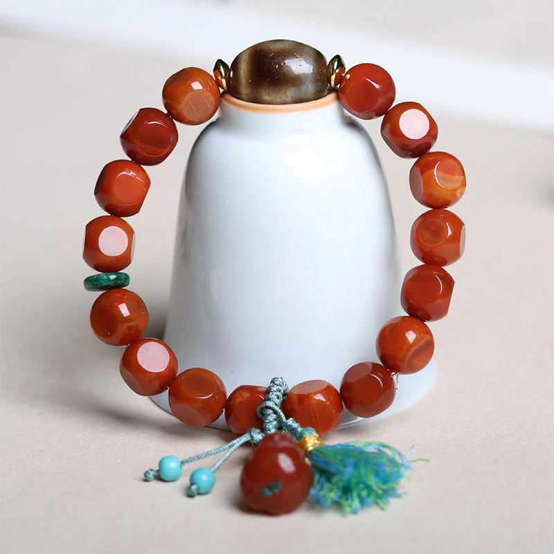 Buddha Stones Natural South Red Agate Pixiu Dzi Bead Fortune Luck Bracelet