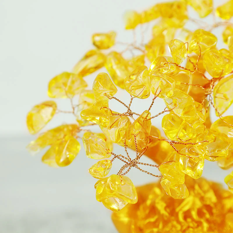 Buddha Stones Natural Citrine Money Tree Gemstone Ornament - Feng Shui for Prosperity