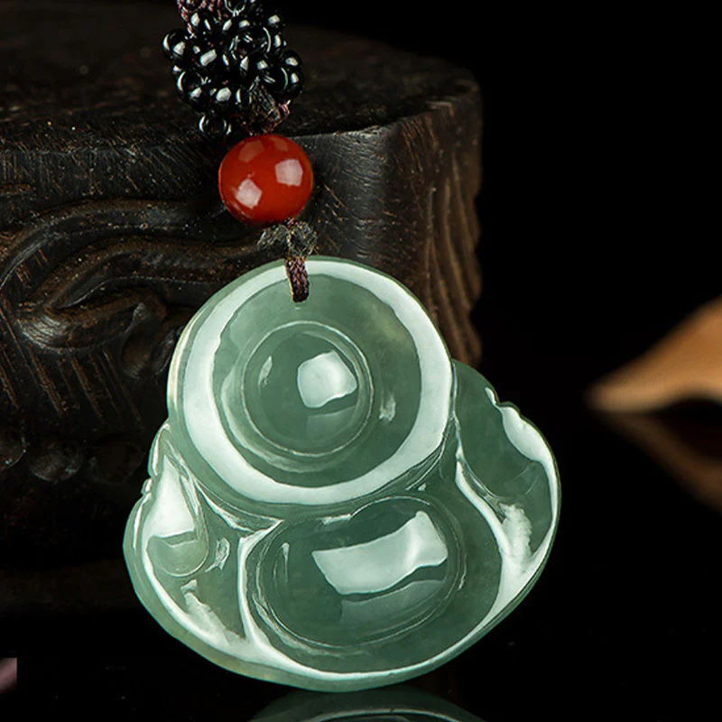 Buddha Stones Laughing Buddha Jade Abundance String Necklace Pendant