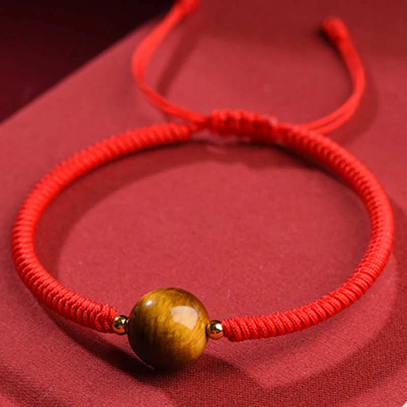 Buddha Stones Handmade Tiger Eye Bead Luck Protection Rope Bracelet