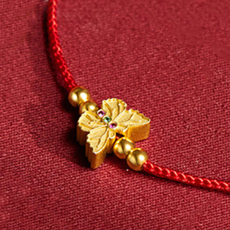 Buddha Stones 999 Sterling Silver Butterfly Red String Strength Bracelet