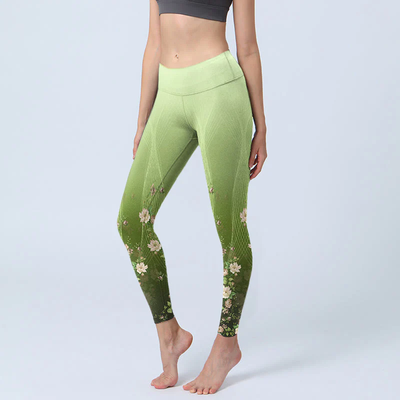 Buddha Stones Rose Lines Pattern Print Gym Leggings Women's Yoga Pants