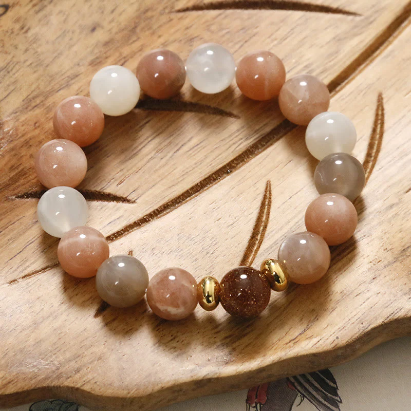 Buddha Stones Natural Sun Stone Gold Sandstone Wealth Positive Bracelet
