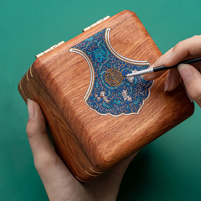 Buddha Stones Antique Flower Leaf Handmade Rosewood Jewelry Storage Box Wooden Gift Organizer Box