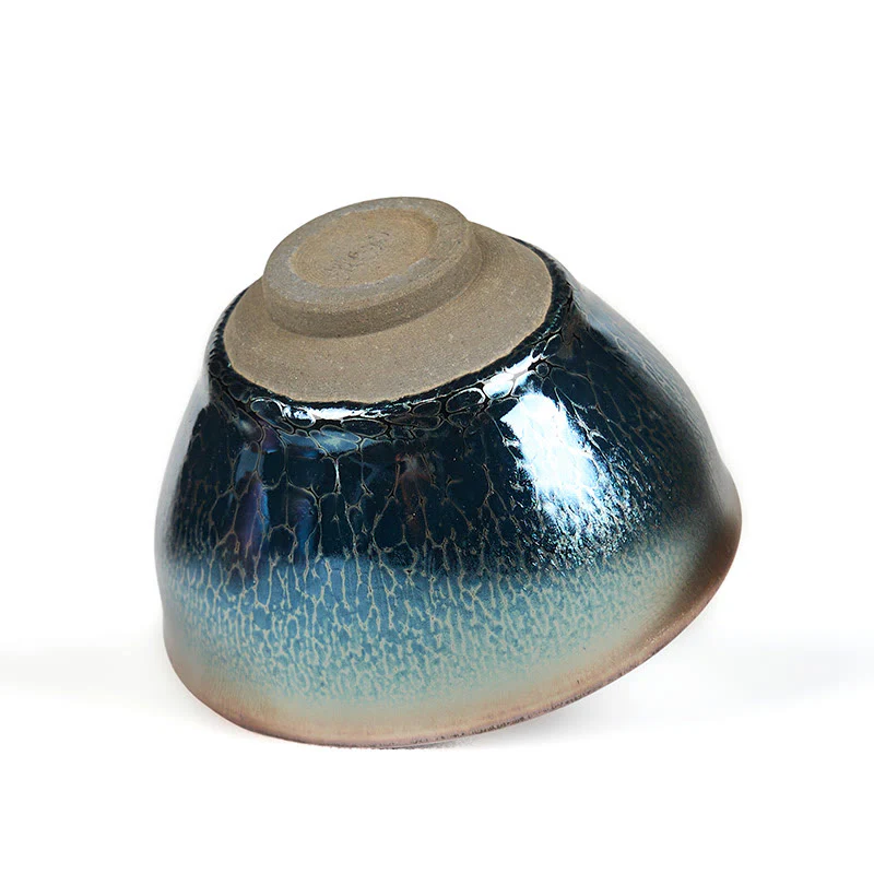 Buddha Stones Handmade Chinese Jianzhan Lotus Blue Ceramic Teacup Kung Fu Tea Cup 150ml