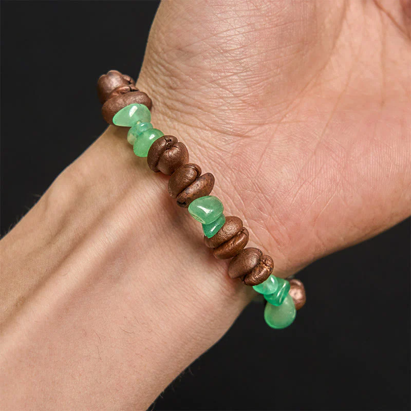 Buddha Stones Handmade Natural Coffee Beans Amethyst Citrine Amazonite Irregular Crystal Bracelet