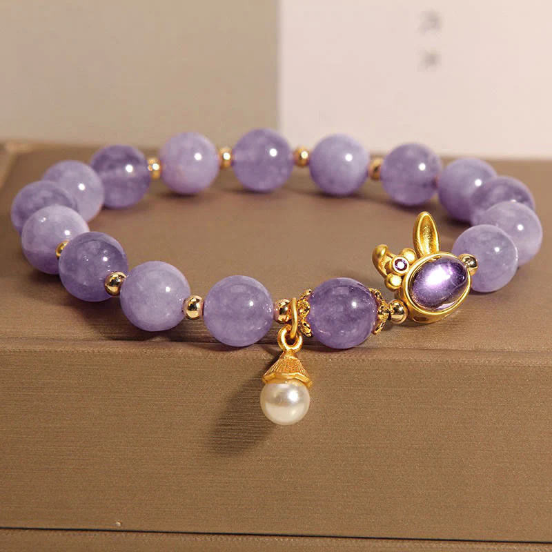 Buddha Stones Natural Purple Quartzite Rabbit Happiness Bracelet