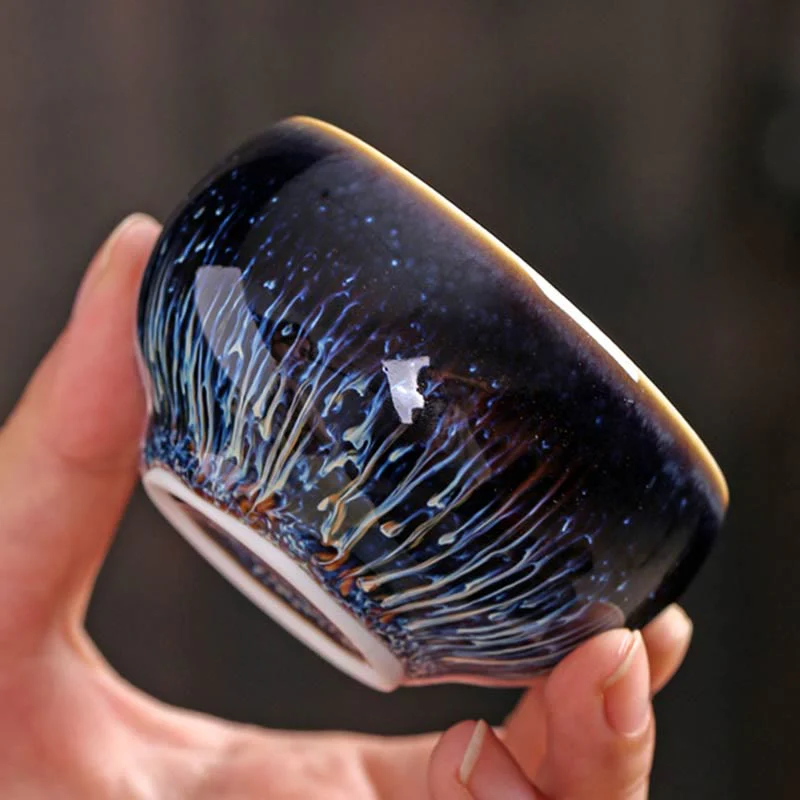 Buddha Stones Handmade Chinese Jianzhan Koi Fish Lotus Dragon Phoenix 12 Chinese Zodiac Ceramic Teacup Kung Fu Tea Cup 70ml