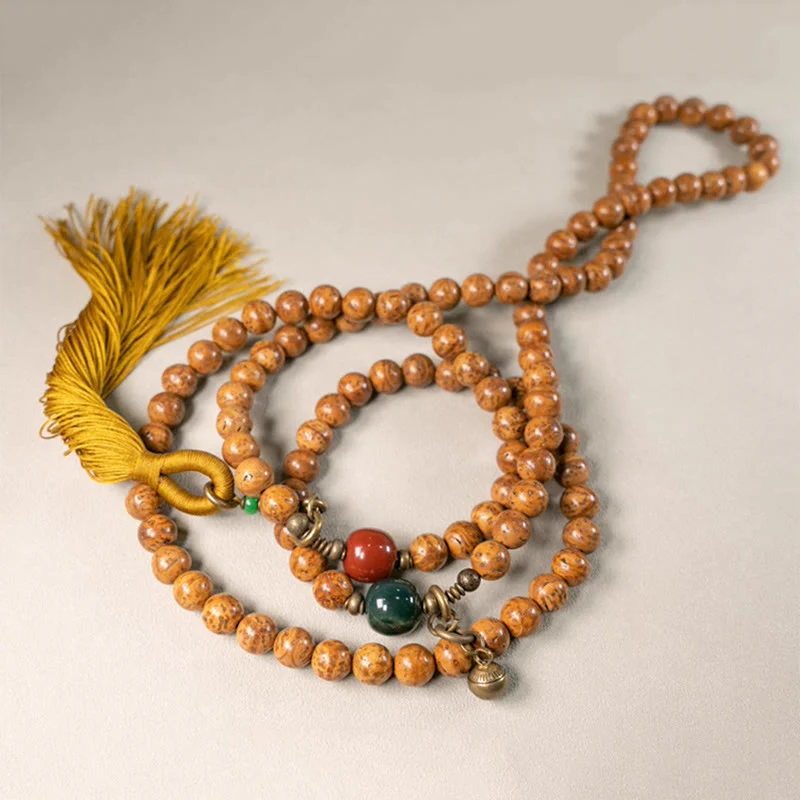 Buddha Stones 108 Mala Beads Bodhi Seed Wisdom Peace Tassel Bracelet