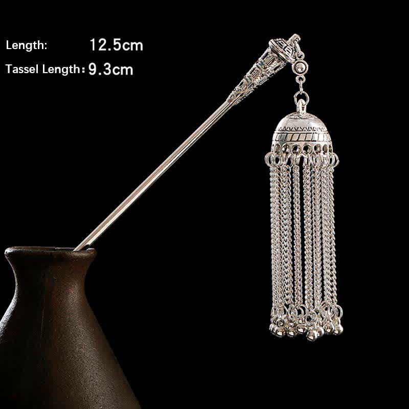 Buddha Stones Water Drop Lily of the Valley Flowers Tassels Confidence Hairpin