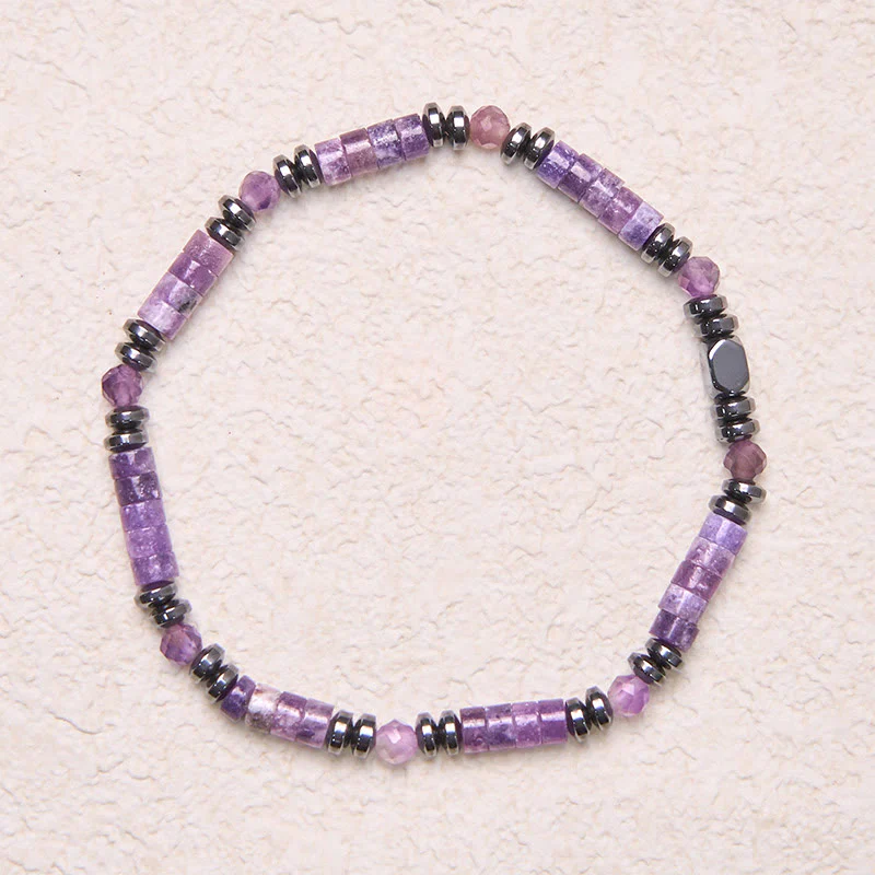 Buddha Stones Amethyst Hematite Spiritual Awareness Bracelet