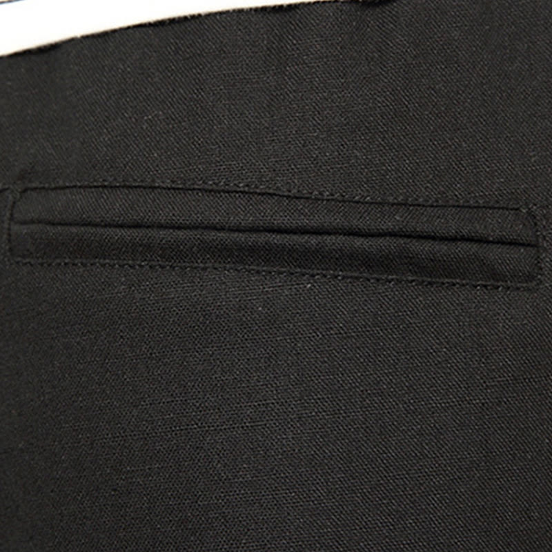 Buddha Stones Spring Plain Simple Patchwork Design Drawstring Cotton Linen Men's 7-8 Length Wide Leg Pants With Pockets