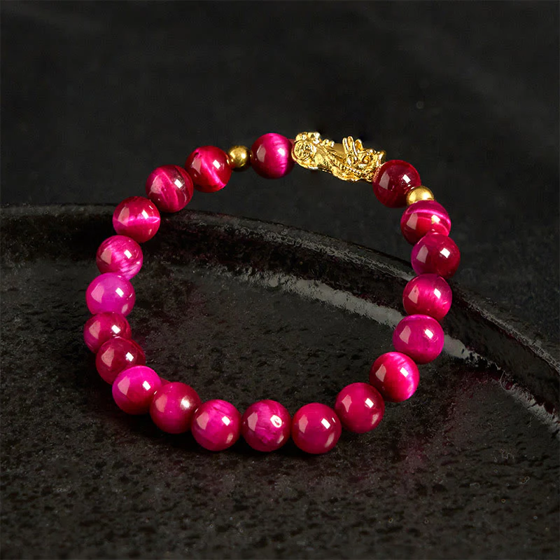 Buddha Stones Various Color Tiger Eye Beads Pixiu Wealth Courage Bracelet