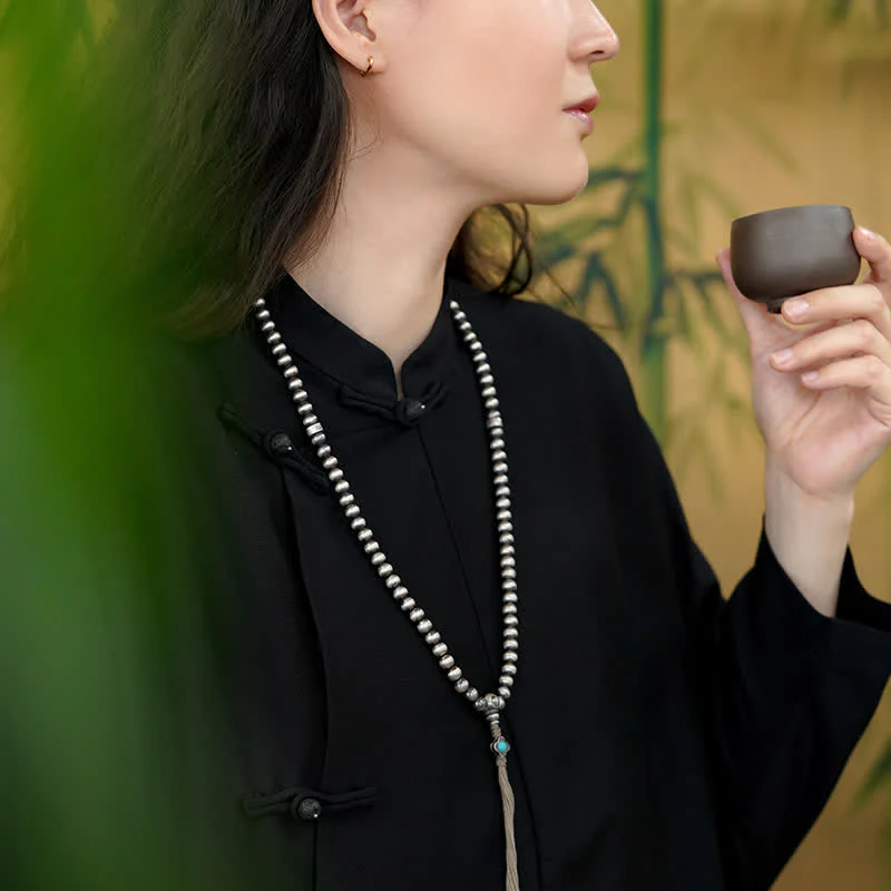 Buddha Stones 108 Mala Beads 925 Sterling Silver Red Agate Turquoise Confidence Charm Bracelet