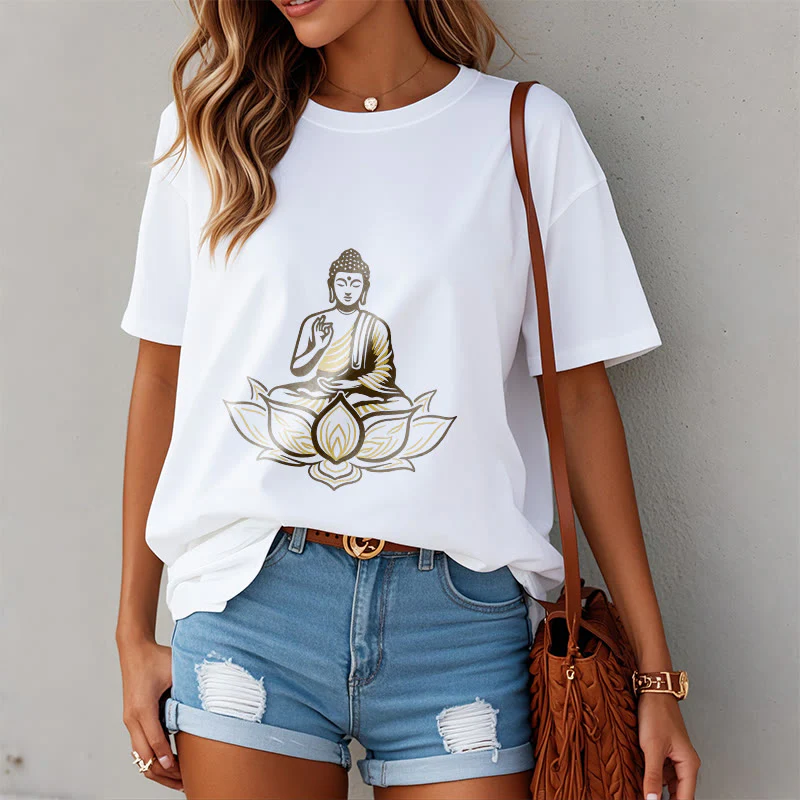 Buddha Stones Buddha Meditating In The Lotus Tee T-shirt