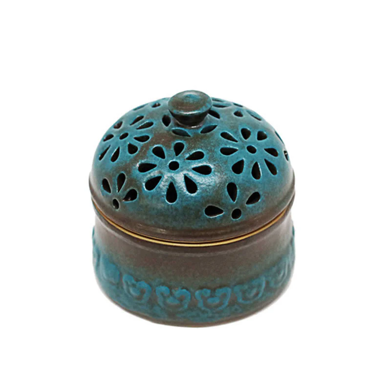 Buddha Stones Mini Hollow Spiritual Meditation Ceramic Small Incense Burner Decoration