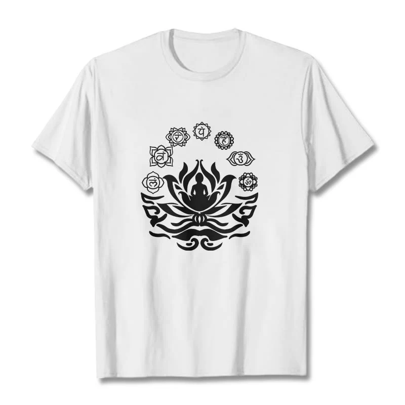Buddha Stones OM Symbol Sanskrit Mantras Buddha Lotus Flower Design Tee T-shirt