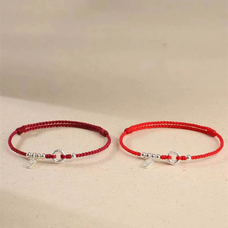 Buddha Stones 925 Sterling Silver Auspicious Clouds Peace Buckle Safe And Sound Bracelet Anklet (Extra 30% Off | USE CODE: FS30)