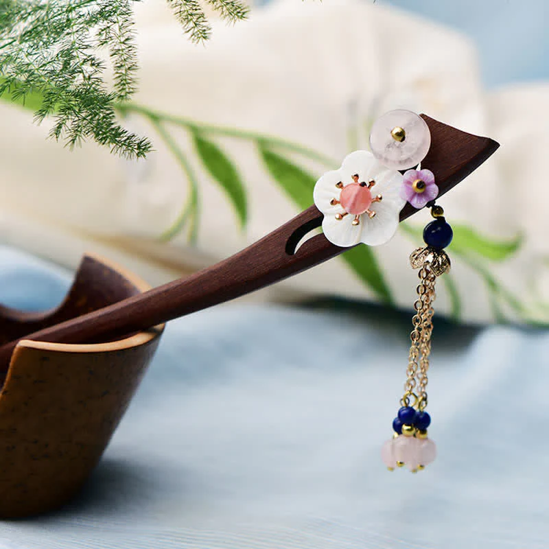 Buddha Stones Red Sandalwood Pink Crystal Charm Healing Hairpin Decorations