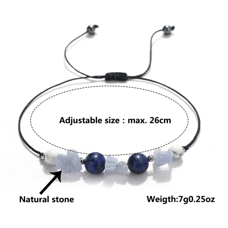 Buddha Stones Don't Make Me Roar Purple Agate Blue Lace Agate Blue Sodalite Protection Bracelet