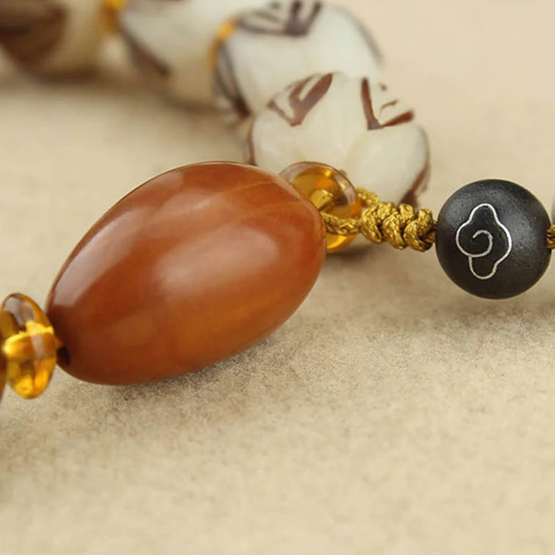 Buddha Stones Tibetan Mala White Bodhi Seed Peace Bracelet