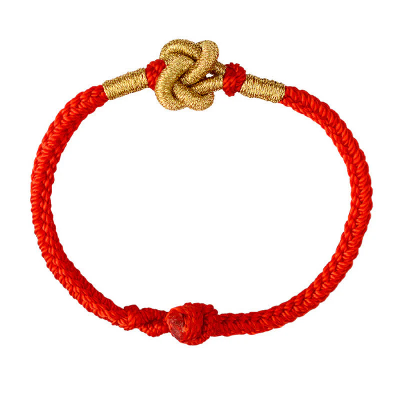 Buddha Stones Handmade Simple Design Chinese Knotting Luck Strength Braid String Bracelet
