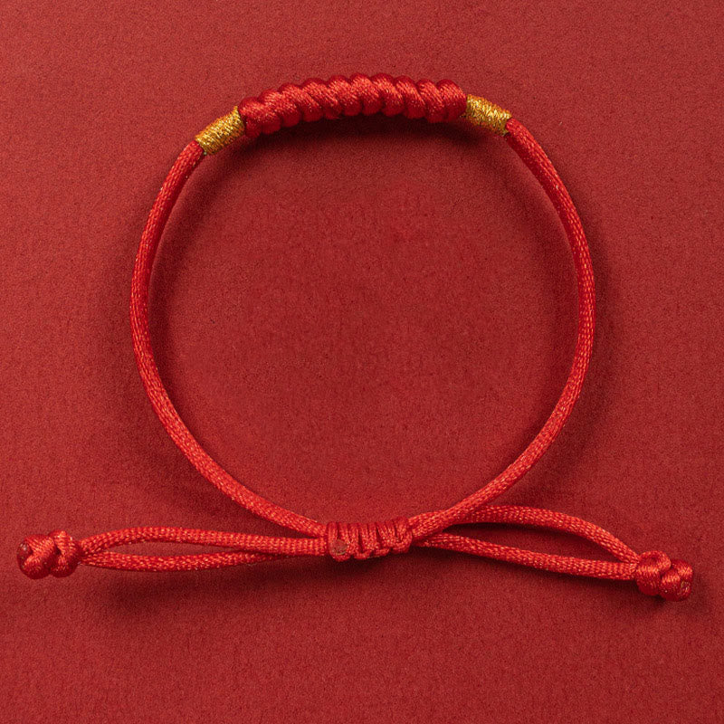 Buddha Stones Handmade Braided Red String Happy Knot Flat Knot Colorful Rope Bracelet