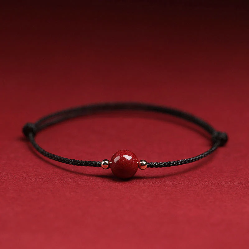 Buddha Stones Natural Lucky Cinnabar Bead Blessing String Bracelet Anklet