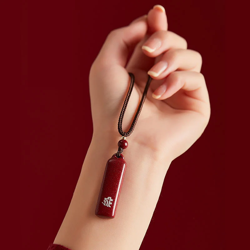 Buddha Stones Chinese Zodiac Natal Buddha Cinnabar Amulet Protection String Necklace Pendant