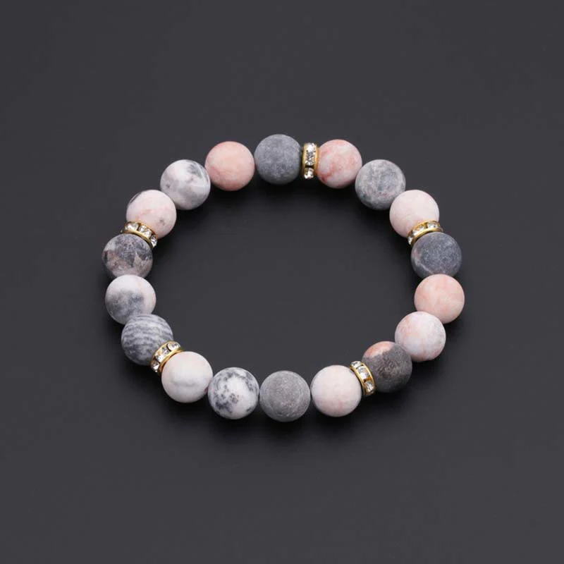 Buddha Stones Anxiety Stress Healing Crystal Zebra Jasper Bead Bracelet