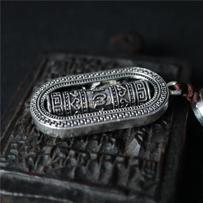 Buddha Stones Tibet Om Mani Padme Hum Prayer Wheel Peace Rotatable Car Hanging Decoration