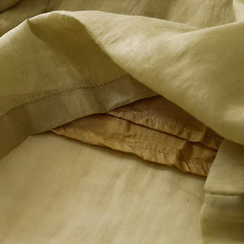 Buddha Stones Casual Flower Embroidery Women's Cotton Linen Elastic Waist  Wide Leg Pants With Pockets