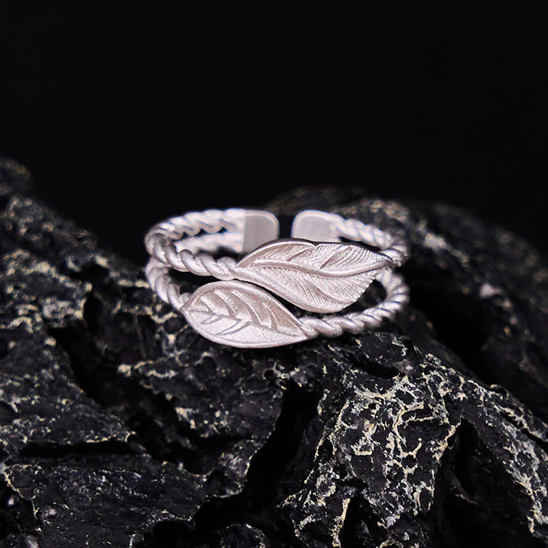 Buddha Stone Copper Leaf Wealth Adjustable Ring