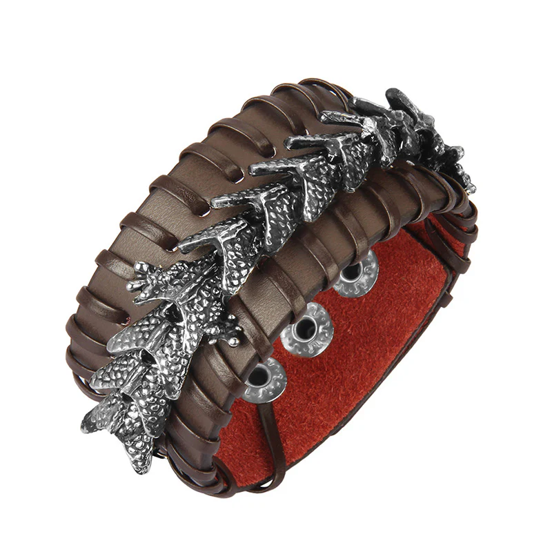 Buddha Stones Dragon Leather Protection Weave Bracelet