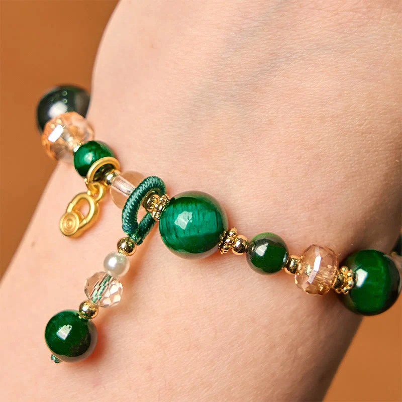 Buddha Stones Natural Red Tiger Eye Green Tiger Eye Beads Weight Balance Bracelet