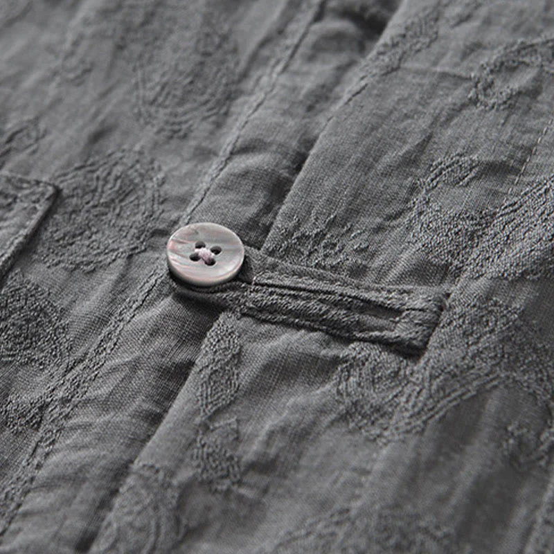 Buddha Stones Commute Plain Buttons Men's Short Sleeve Shirt With Pockets